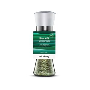 Mořská sůl hrubá s bazalkou a česnekem 180 g mlýnek Salt Odyssey