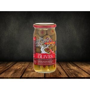 ILIDA Olivy zelené plněné přírodní paprikou 350 g