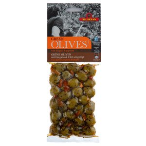 ILIDA Olivy zelené s chilli papričkami a oregánem 150 g