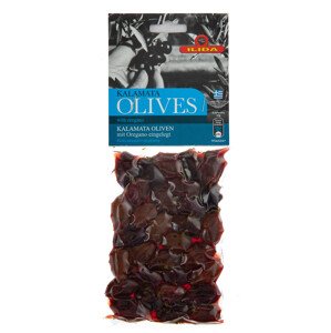 ILIDA Olivy černé KALAMATA s oregánem, s peckou 150 g