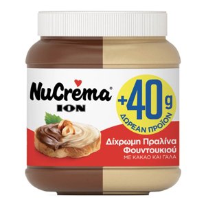 ION Nucrema řecká pomazánka z lískových oříšků a mléka (dvoubarevná) 380g