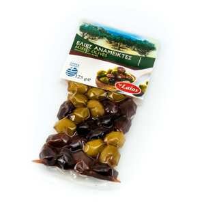 Laios Mix černé a zelené olivy s peckou vakuum 125g
