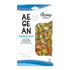Olymp zelené olivy s citrónem a bylinkami s peckou vakuum 250g
