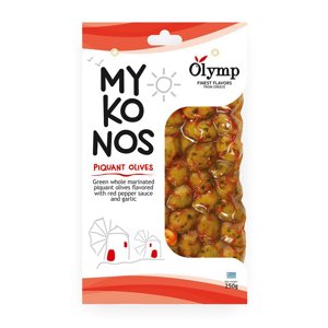 Olymp pikantní zelené olivy s chilli paprikou a česnekem vakuum 250g