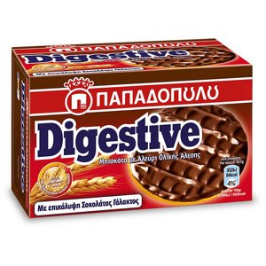 Papadopoulou Digestive pšeničné sušenky v mléčné čokoládě 200g