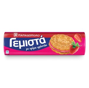 Papadopoulou sušenky GEMISTA plněné jahodovým krémem 200g