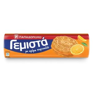 Papadopoulou sušenky GEMISTA plněné pomerančovým krémem 200g