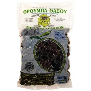 Thassos olives THASSOS černé olivy sušené Thrumbes Thassou s peckou 250g