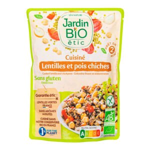Hotový pokrm bezlepkový – vařená čočka s cizrnou 250 g BIO   JARDIN BIO