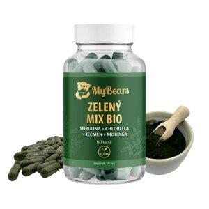 MyBears spirulina, chlorella, zelený ječmen a moringa BIO